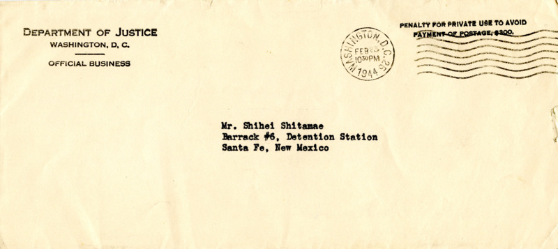 Letter from the Department of Justice authorizing a rehearing for George Shihei Shitamae.