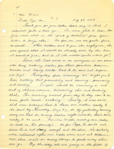 Letter from George Shihei Shitamae's niece, Yoshiko, telling him that they will be transfered to Idaho, talks of building crates to store their things while moving.