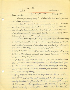 Letter from George Shihei Shitamae's niece, Yoshiko, telling him that the family misses him terribly and are hearing talks of famiies being reunited together soon, she compares it to a bad dream being separted. it had started so snow in Idaho and that has made the landscape beautiful. They had a nice Thanksgiving in the dining hall and are preparing for Christmas.