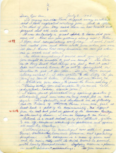 Letter from George Shihei Shitamae's niece, Fumiko, asking about his health and if he needs any supplies. Fumiko has just finihsed her Spring semester of college and is studying dietetics so she works with the cafeteria staff to get more experience.