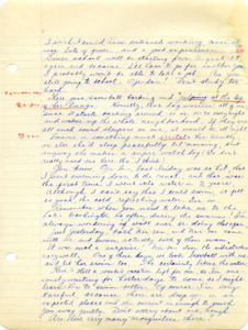 Letter starts halfway and is not complete. Letter from George Shihei Shitamae's niece, Yoshiko. It talks about being let go from their job but since school is starting they couldn't do both anyway Their pet dog is a nuisance. They went to the canal to enjoy the water.