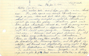 Letter from George Shihei Shitamae's niece, Yoshiko, telling him about their Christmas and hopes that he had a good one, but writes about how hard it is to be festive when all of their family is scattered around the country and the war is raging. But they did the decorating same as last year and that was fun. (incomplete letter unknown creator).