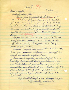 Letter talking about Miyoko's departure to the east. George Shihei Shitamae wishes that they could see each other but it doesn't seem likely and will probably be after the war.