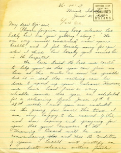 Letter telling George Shihei Shitamae that a reliable source says his rehearing is scheduled in mid June, 1944, saying the condition of your health will be a significant factor.