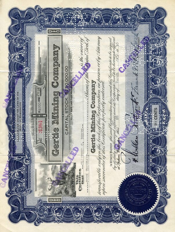 Cliford C. Behre was the owner of four thousand shares. This certificate was marked as This certificate was marked as This was marked as cancelled.