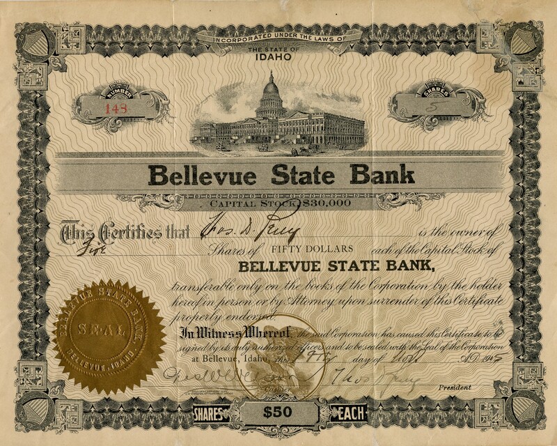 Thos. D. Pelly (?) was the owner of five shares.