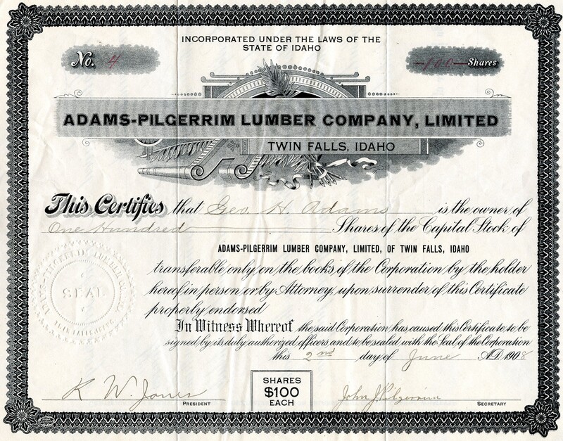 Geo. H. Adams was the owner of one hundred shares.