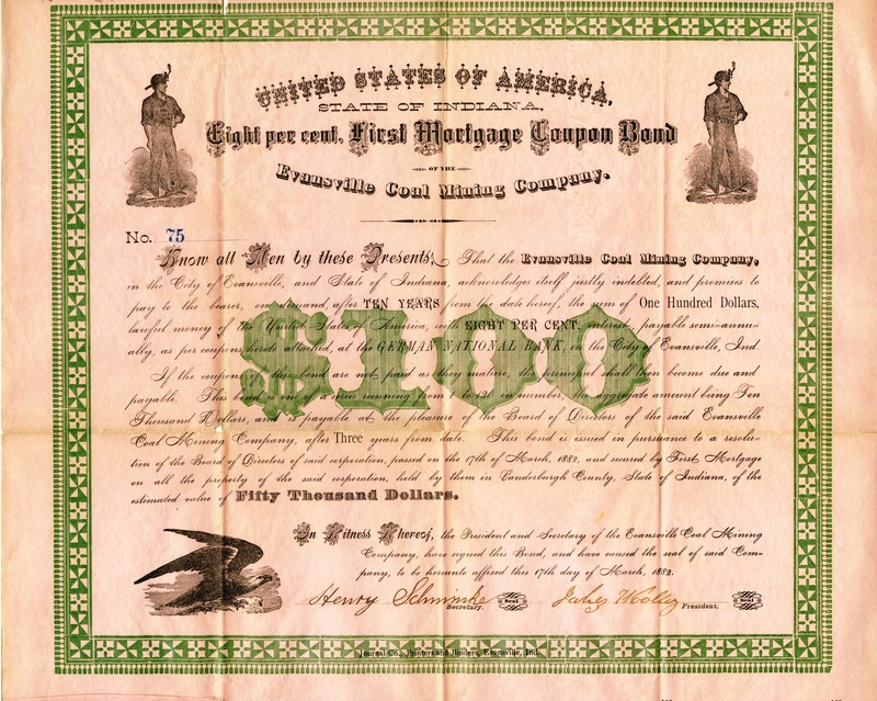 Evansville Coal Mining Company was the owner of one hundred dollars in money bonds.