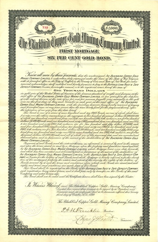 This certificate certifies the bearer was the owner of one thousand dollars in gold bonds.