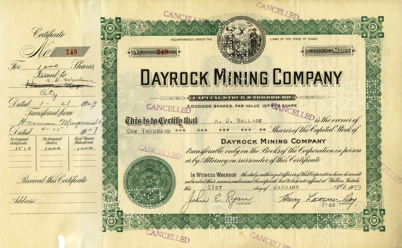 A. D. Wallace was the owner of one thousand shares. This certificate was marked as This certificate was marked as This was marked as cancelled.