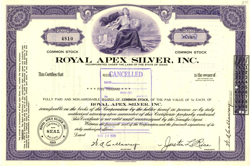 Reeco was the owner of five thousand shares. This certificate was marked as This certificate was marked as This was marked as cancelled.