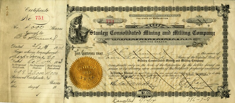B. E. Himmel(?) was the owner of four thousand shares. This certificate was marked as This certificate was marked as This was marked as cancelled. 