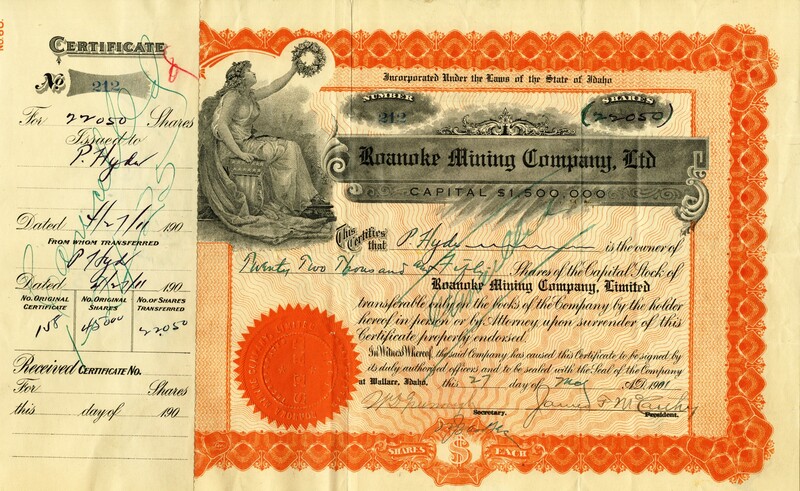 P. Hyde was the owner of twenty two and fifty shares. This certificate was marked as This certificate was marked as This was marked as cancelled.