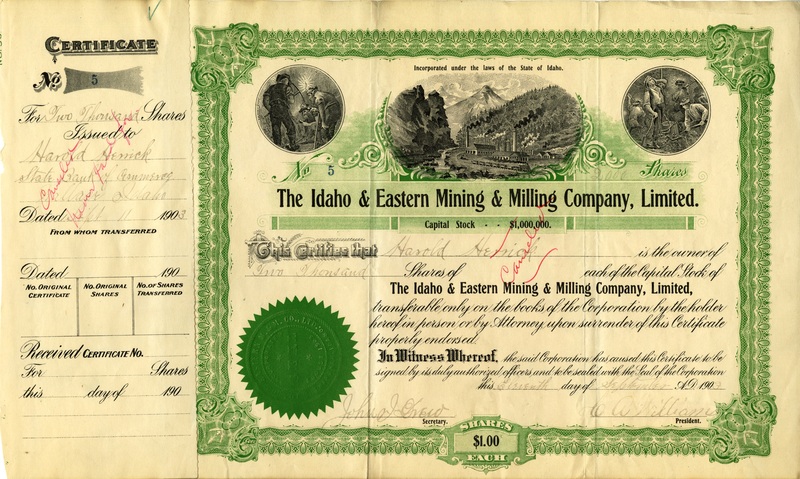 Harold Herrick was the owner of two thousand shares. This certificate was marked as This certificate was marked as This was marked as cancelled. 