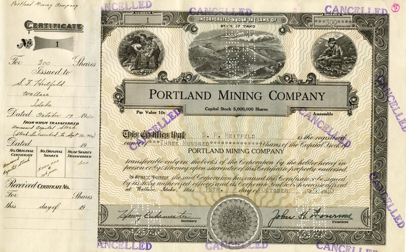 S. F. Heitfeld was the owner of three hundred. This certificate was marked as This certificate was marked as This was marked as cancelled.