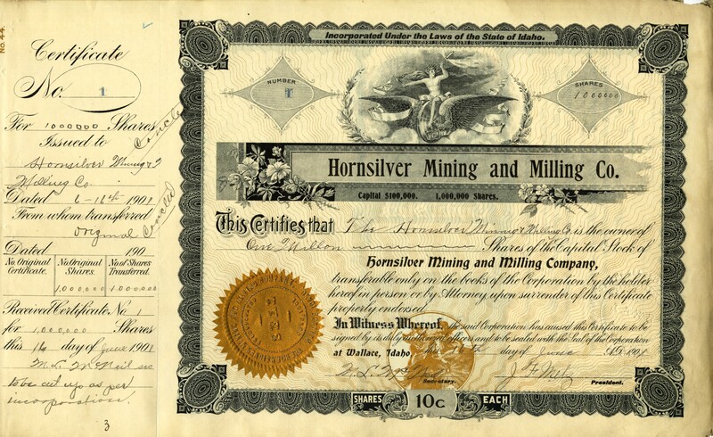 The Hornsilver Mining and Milling Co. was the owner of one million shares.