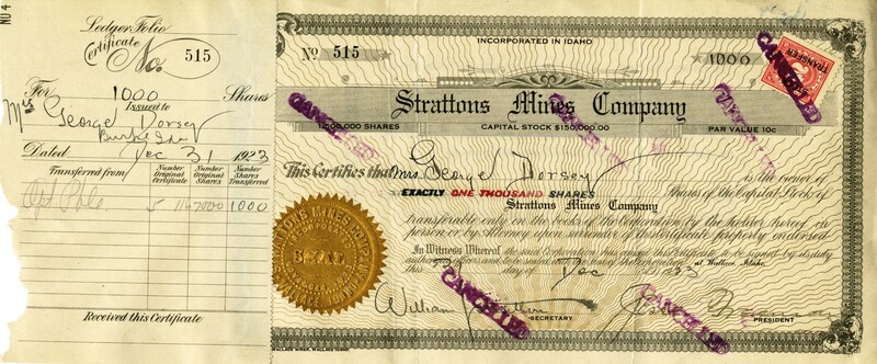 George Dorsey was the owner of one thousand shares. This certificate was marked as This was marked as cancelled.