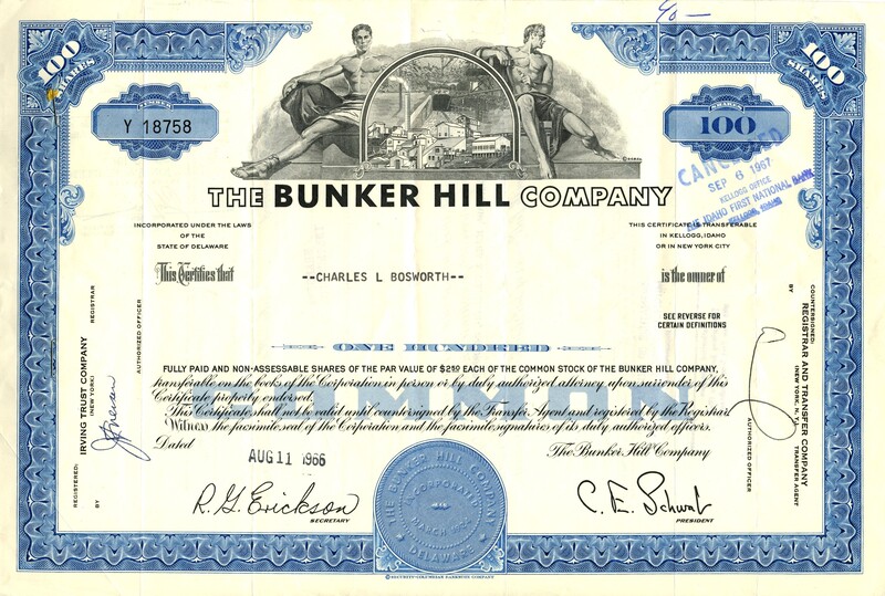 Charles L. Bosworth was the owner of one hundred shares. This certificate was marked as This was marked as cancelled.