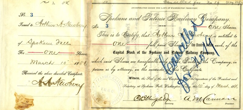 Arthur A. Newbery was the owner of one share. This certificate was marked as This was marked as cancelled.