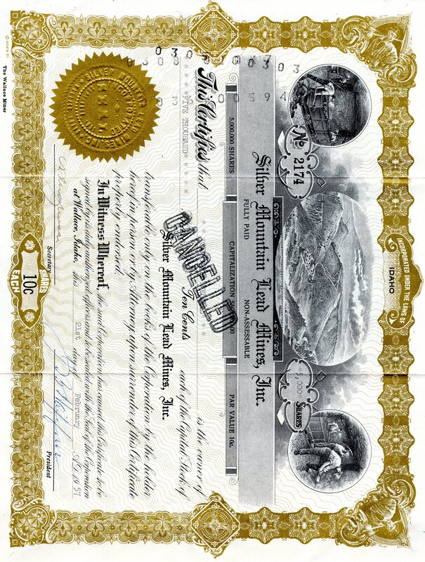 Gertrude Nordell (?) was the owner of five thousand shares. This certificate was marked as This was marked as cancelled.