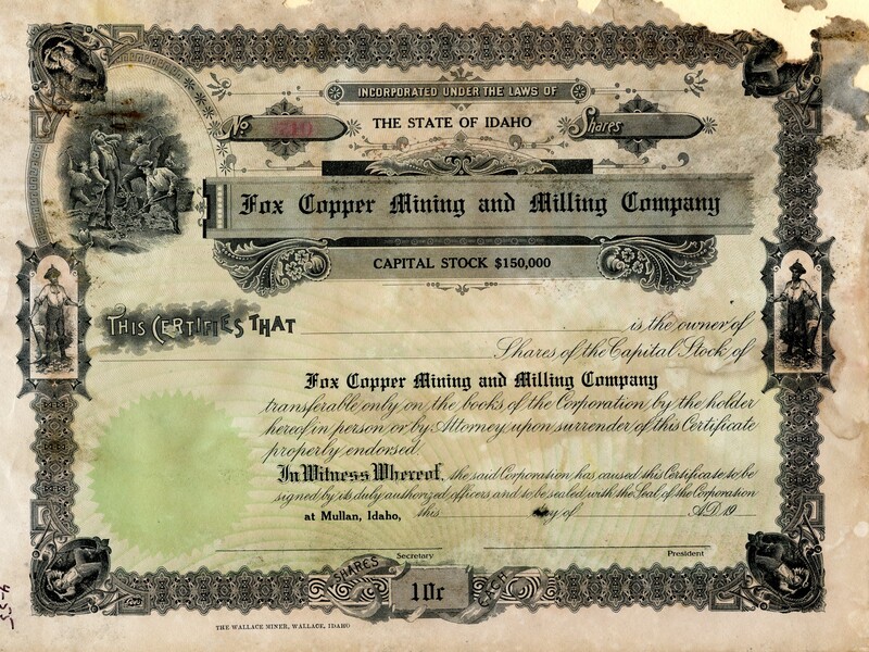 Blank shares certificate.