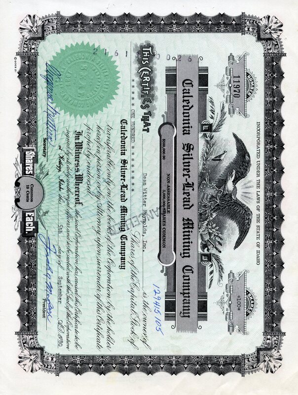 Dean Witter Reynolds, Inc. was the owner of one hundred shares. This certificate was marked as This was marked as cancelled.