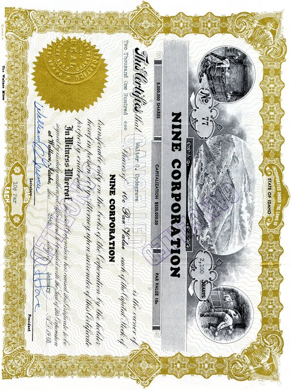 Walter G. Updegrave was the owner of two thousand one hundred shares. This certificate was marked as This was marked as cancelled.