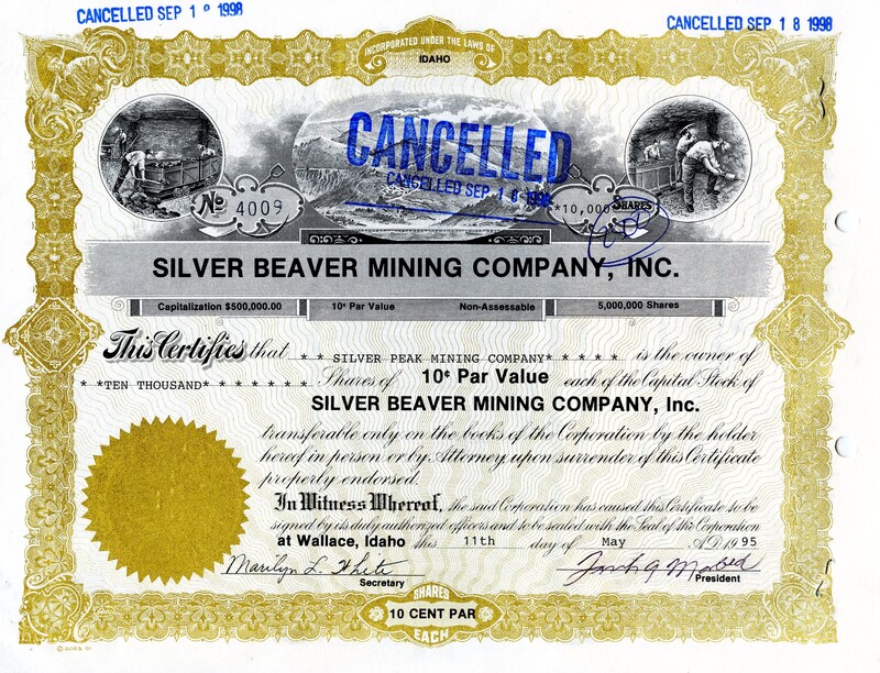 Silver Peak Mining Company was the owner of ten thousand shares. This was marked as cancelled.