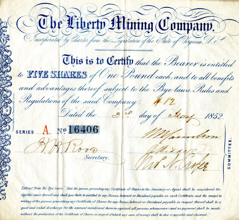 This certificate certifies that the holder is the owner of five shares.