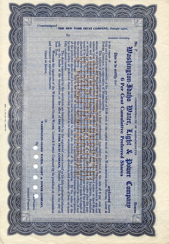 This certificate (empty) gives preferred shares of a particular amount to the holder.