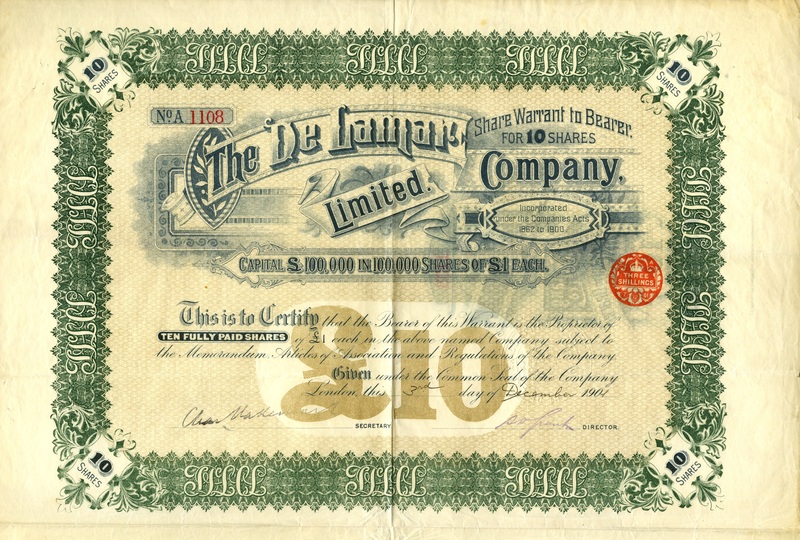 This certificate certifies that the holder owned ten shares.