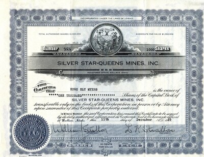 Hugh Ely Myers was the owner of one thousand shares.