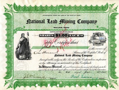 John F. Gearen(?) was the owner of one thousand shares. This certificate was marked as This certificate was marked as This was marked as cancelled.