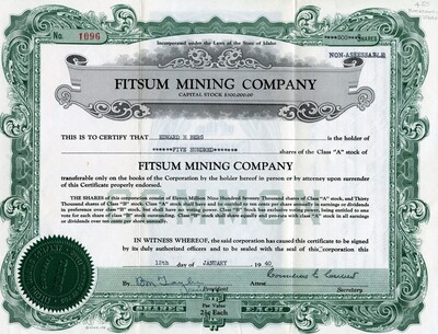 Edward H. Berg was the holder of five hundred shares.