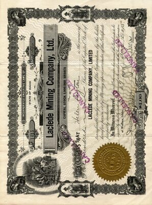 Helen Laytou(?) was the owner of five hundred shares. This certificate was marked as This certificate was marked as This was marked as cancelled.