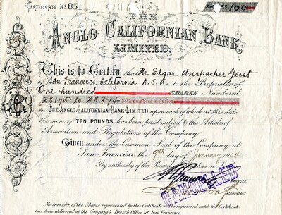 Mrs. Margaret V. Dean was the owner of five hundred shares. Cancelled.