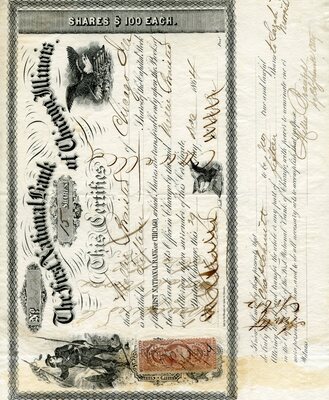 Mellie Raistes (?) was the owner of fifteen shares. Cancelled.