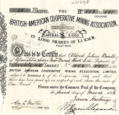 Alfred Julius Boulh was the owenr of twenty-six shares.