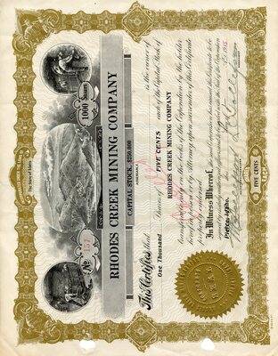 Blank shares certificate.