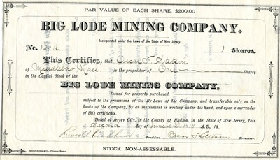 Oscar F. Stetson was the owner of one share.