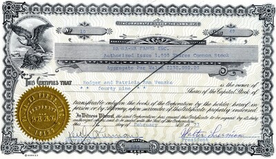 Rodger and Patricia Ann Venzke was the owner of fourty-nine shares.