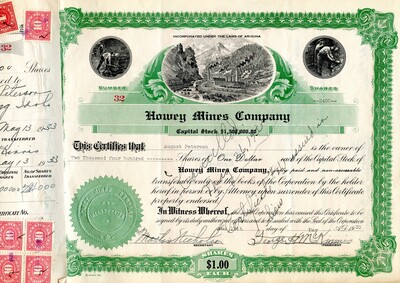 August Peterson was the owner of two thousand four hundred shares. Cancelled.