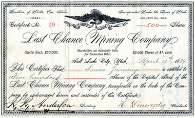 Issac Jennings was the owner of five hundred shares.