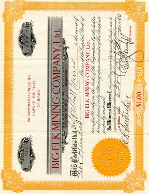 Cols (?) Ellis W. Warner was the owner of five hundred shares.