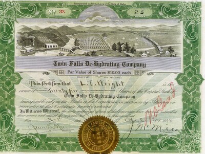 L. T. Wright was the owner of twenty-five shares. Cancelled.