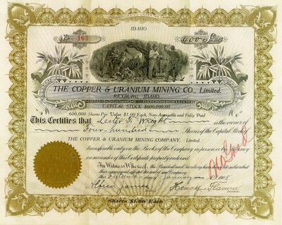 Lester T. Wright was the owner of four hundred shares. Cancelled.