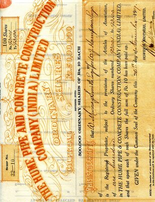 W. Murray Smith Esq. Lor (?) W. J. Hampsen Esp. was the owner of one hundred shares.