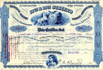 Elizabeth T. Shober was the owner of forty shares. Cancelled.