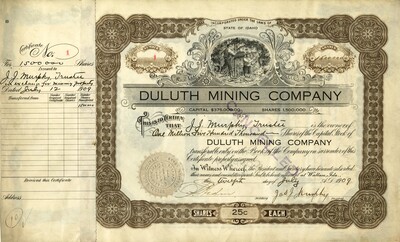 J. J. Murphy, trustee, was the owner of one million five hundred thousand shares. This certificate was marked as This certificate was marked as This was marked as cancelled.