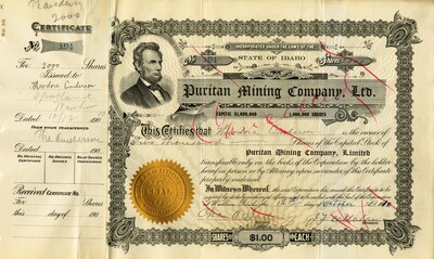 Theodore Cenderson was the owner of two thousand shares. This certificate was marked as This was marked as cancelled.